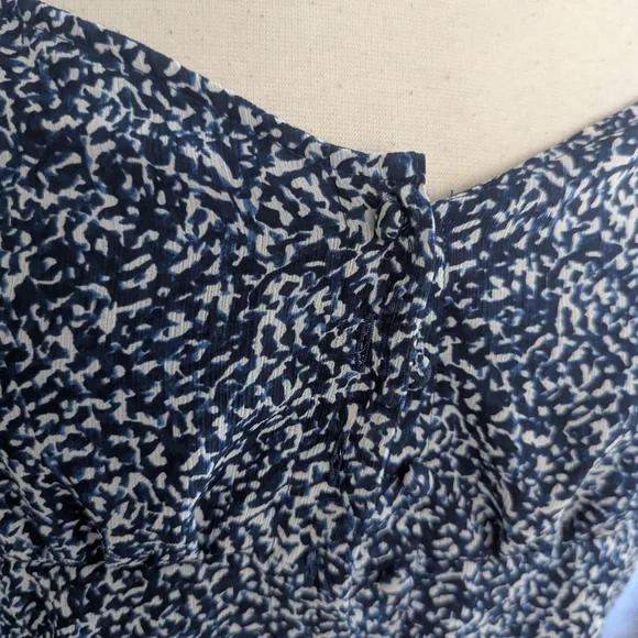 Women's Madewell Blouse Bengali Blue White Blouse 8 Peasant - Picture 4 of 7